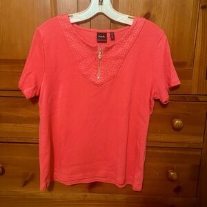 Rafaella Super Soft Top with Zipper Detail - Petite Large